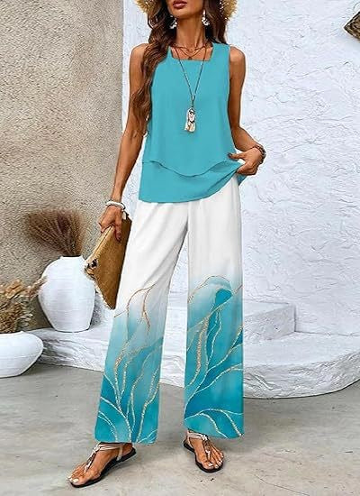 Short-sleeved double-layer vest pants
