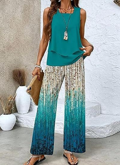 Short-sleeved double-layer vest pants
