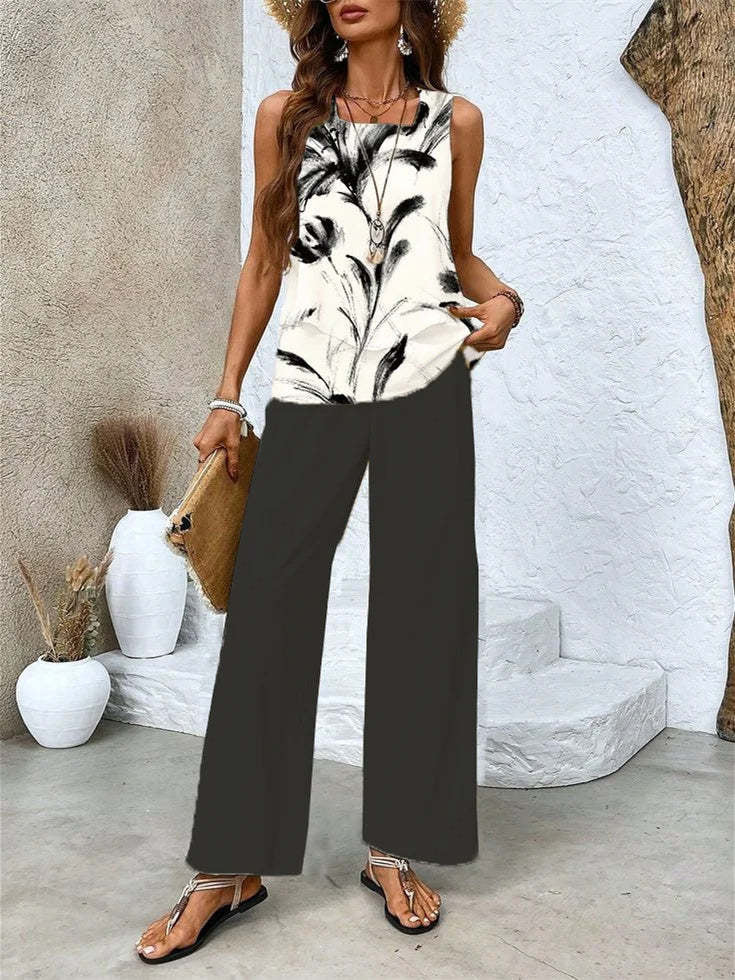 Short-sleeved double-layer vest pants