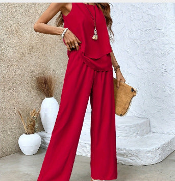 Short-sleeved double-layer vest pants