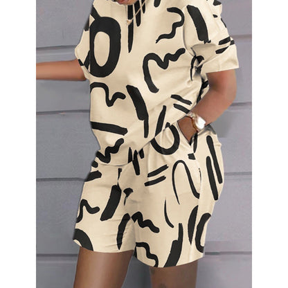 Short-Sleeved Printed Commuter Suit