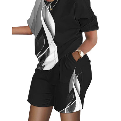 Short-Sleeved Printed Commuter Suit