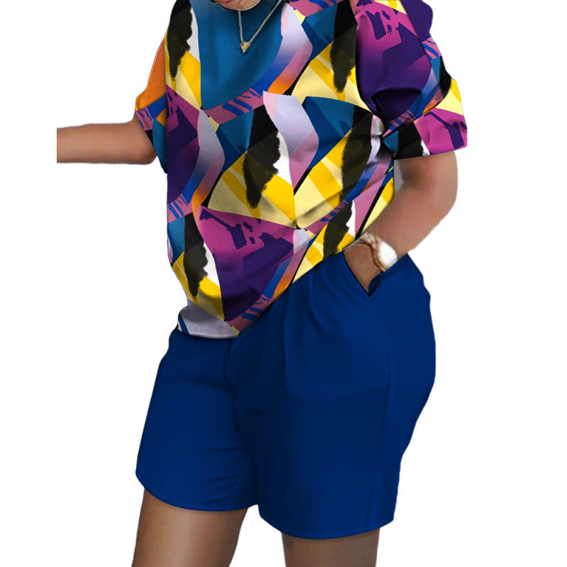 Short-Sleeved Printed Commuter Suit