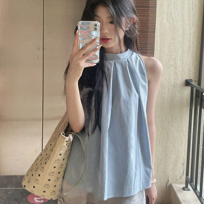 Short-sleeved round-neck blouse for women