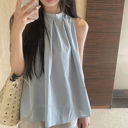 Short-sleeved round-neck blouse for women