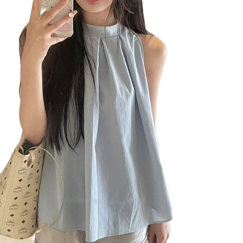 Short-sleeved round-neck blouse for women