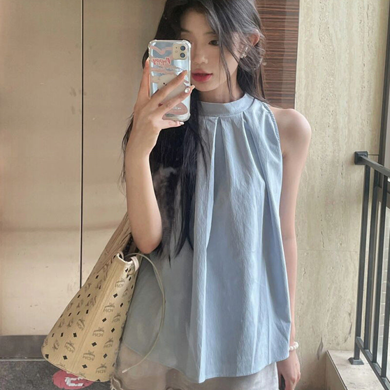 Short-sleeved round-neck blouse for women