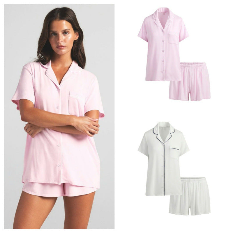 Short-Sleeved Shorts Summer Shirt Pajamas Pajamas Home Wear Set