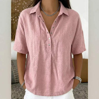 Short-Sleeved Solid Color Shirt