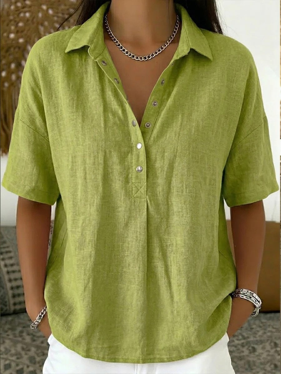 Short-Sleeved Solid Color Shirt