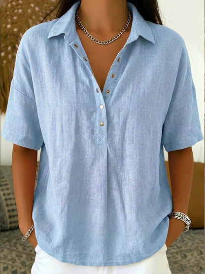 Short-Sleeved Solid Color Shirt