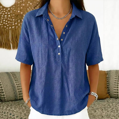 Short-Sleeved Solid Color Shirt