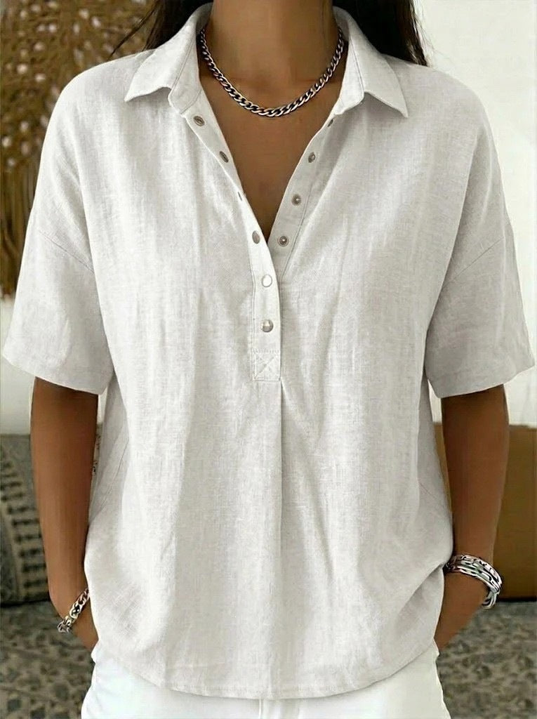 Short-Sleeved Solid Color Shirt