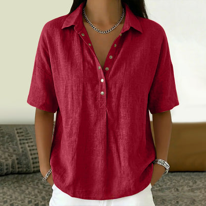 Short-Sleeved Solid Color Shirt