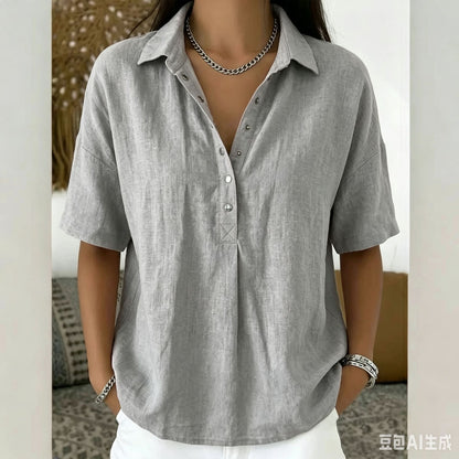 Short-Sleeved Solid Color Shirt