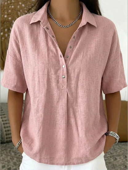 Short-Sleeved Solid Color Shirt