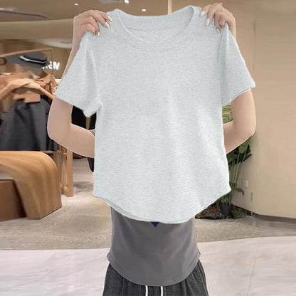 Short-sleeved T-shirt for Women with Front Shoulder Design