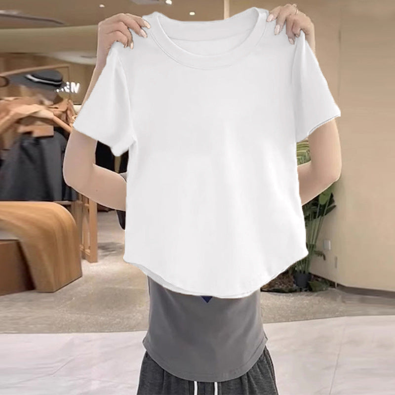 Short-sleeved T-shirt for Women with Front Shoulder Design