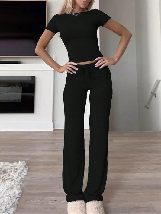 Short-sleeved top long pants and home wear