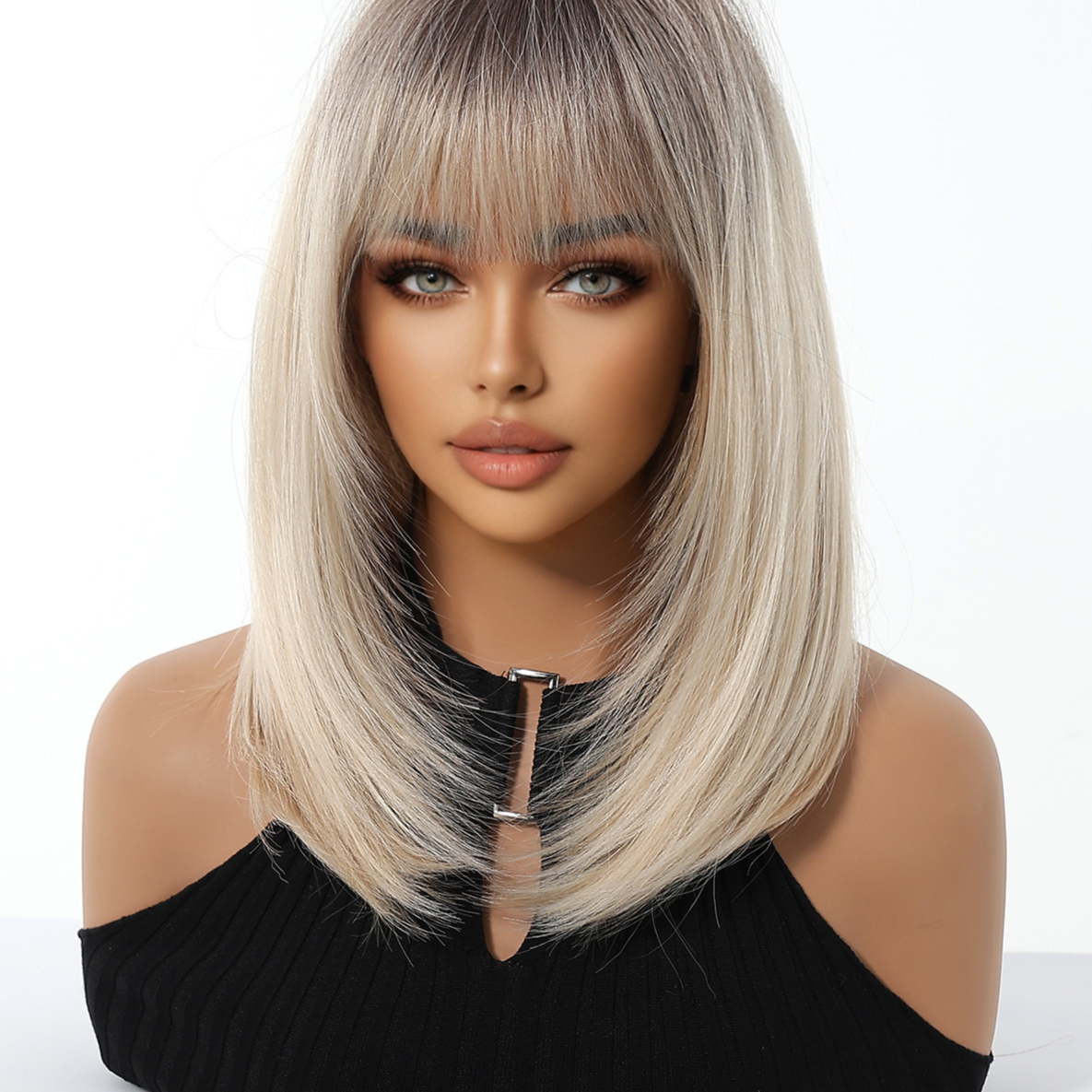 Short Straight Hair Wig with Bangs