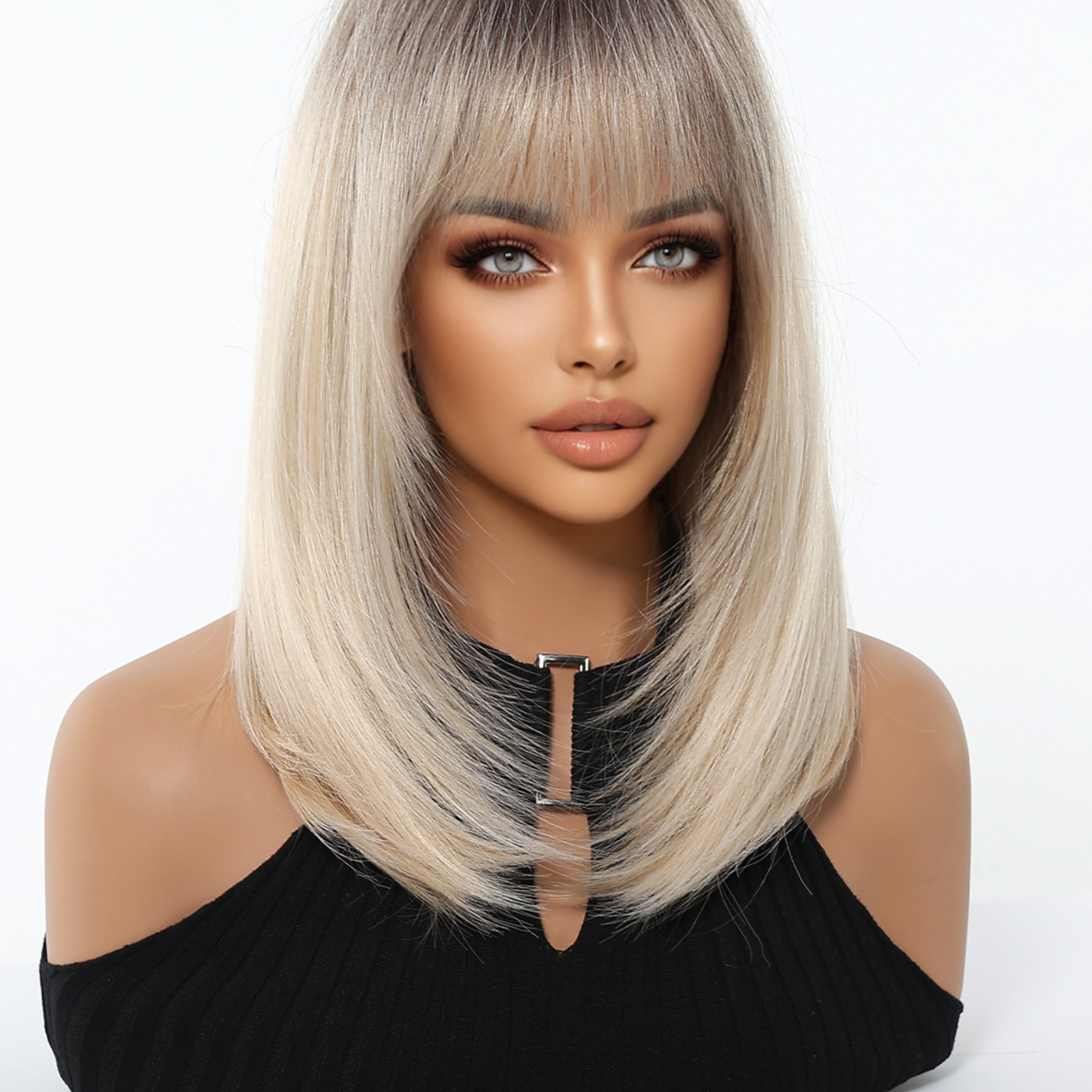 Short Straight Hair Wig with Bangs