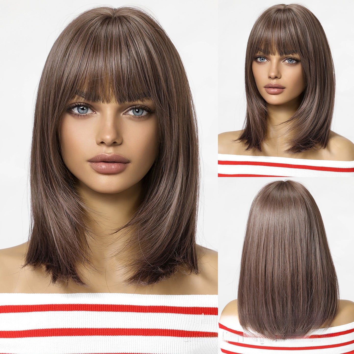 Short Straight Hair Wig with Bangs