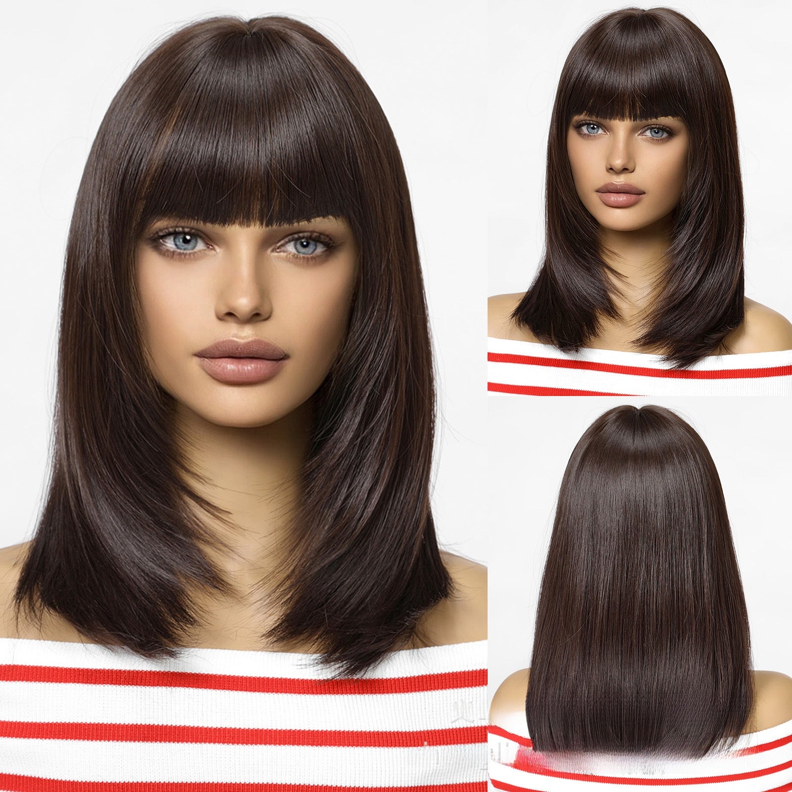 Short Straight Hair Wig with Bangs