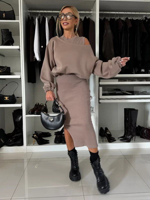 Short Sweater Vest Long Skirt suit Women