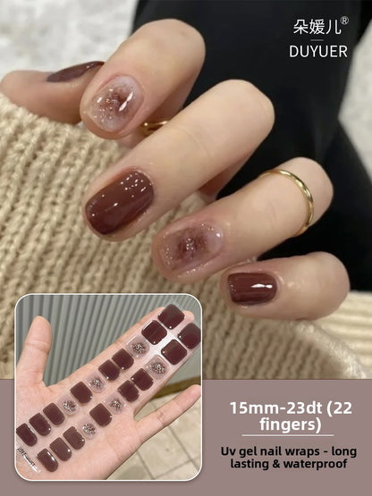 Short UV Gel Nail Stickers Semi-Cured Nail Art