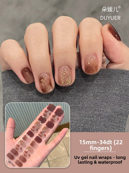 Short UV Gel Nail Stickers Semi-Cured Nail Art