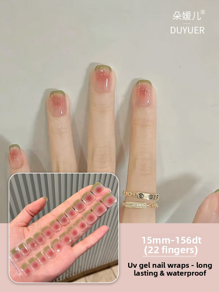 Short UV Gel Nail Stickers Semi-Cured Nail Art