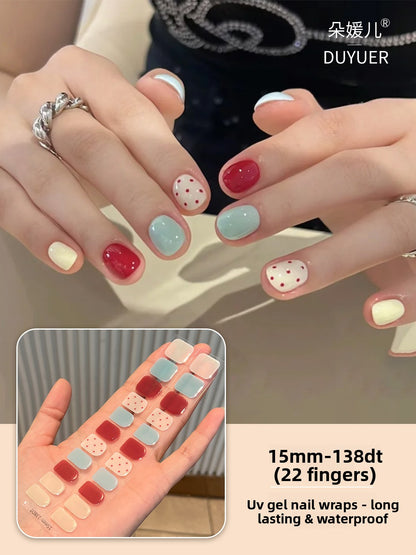 Short UV Gel Nail Stickers Semi-Cured Nail Art