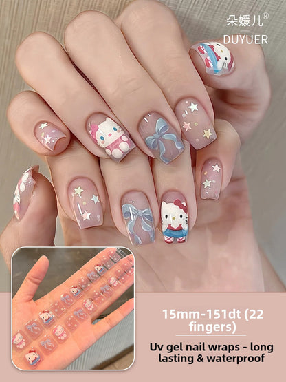 Short UV Gel Nail Stickers Semi-Cured Nail Art