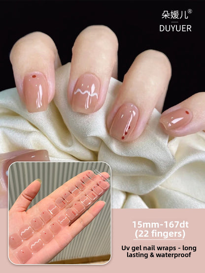 Short UV Gel Nail Stickers Semi-Cured Nail Art