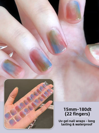 Short UV Gel Nail Stickers Semi-Cured Nail Art