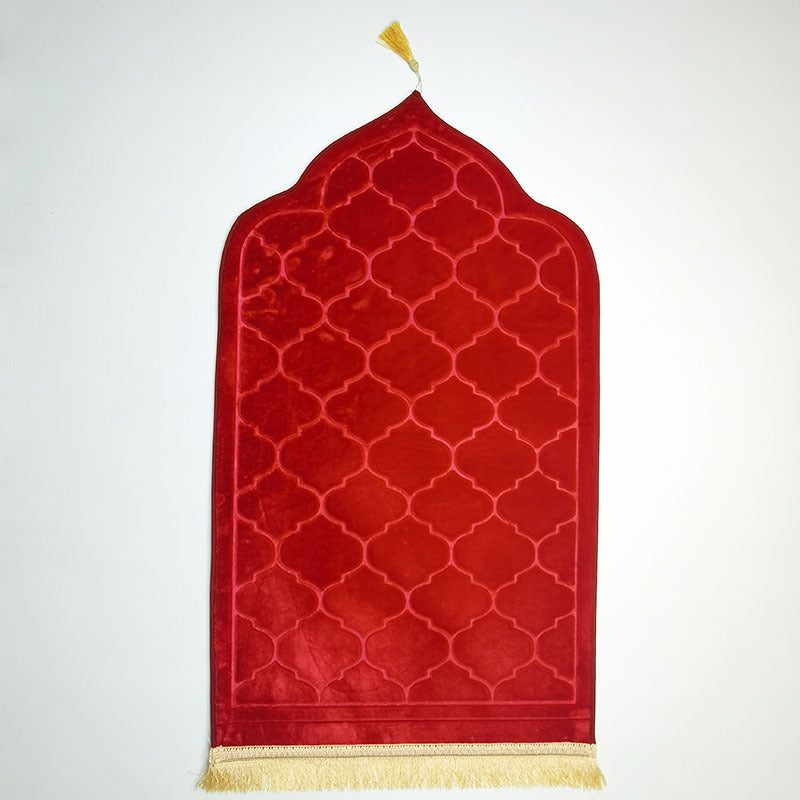 Short Velvet Embossed Prayer Floor Mat
