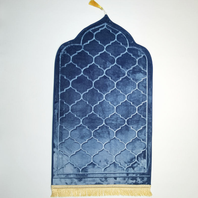 Short Velvet Embossed Prayer Floor Mat