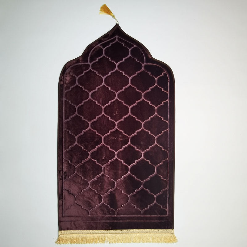 Short Velvet Embossed Prayer Floor Mat