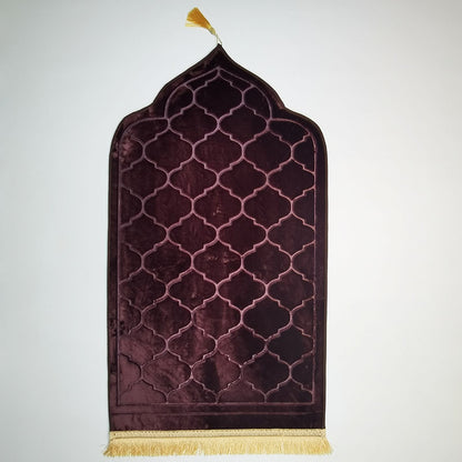 Short Velvet Embossed Prayer Floor Mat