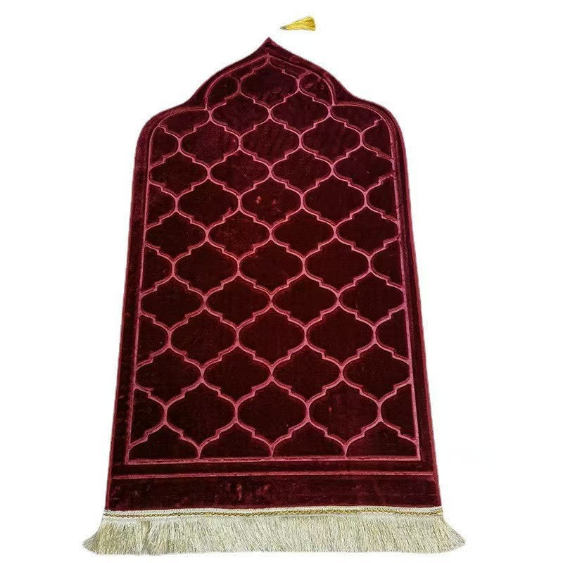 Short Velvet Embossed Prayer Floor Mat