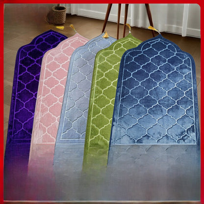 Short Velvet Embossed Prayer Floor Mat