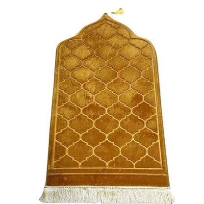 Short Velvet Embossed Prayer Floor Mat