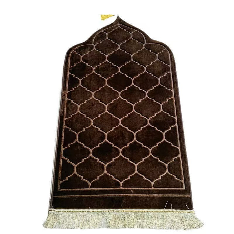 Short Velvet Embossed Prayer Floor Mat