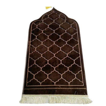 Short Velvet Embossed Prayer Floor Mat