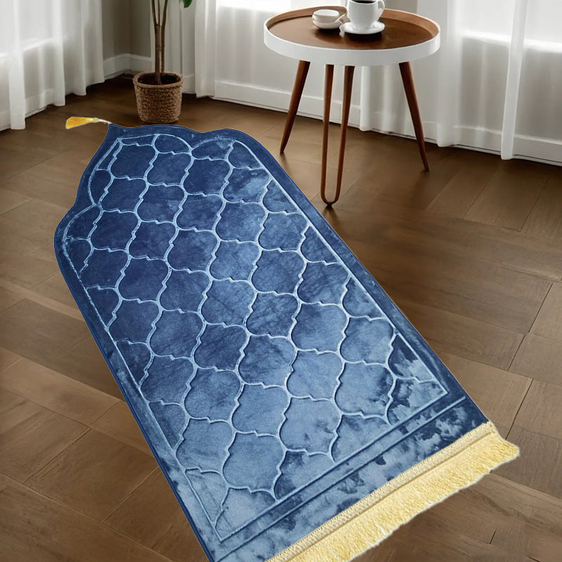 Short Velvet Embossed Prayer Floor Mat