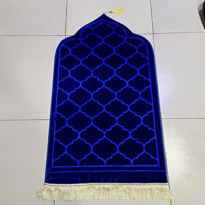 Short Velvet Embossed Prayer Floor Mat
