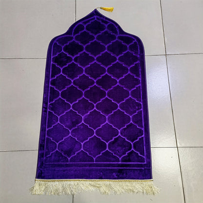 Short Velvet Embossed Prayer Floor Mat