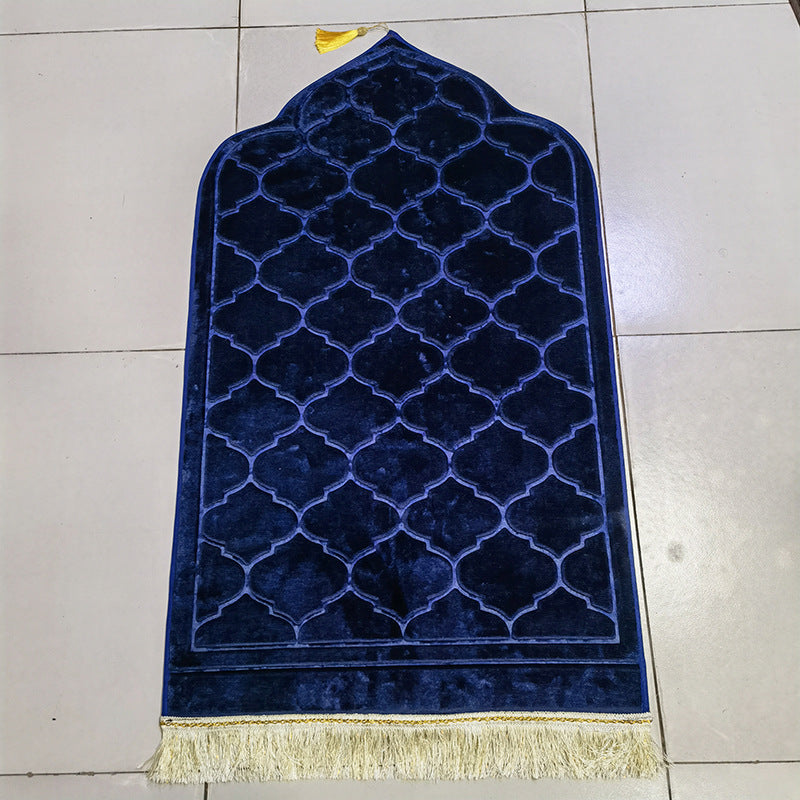 Short Velvet Embossed Prayer Floor Mat