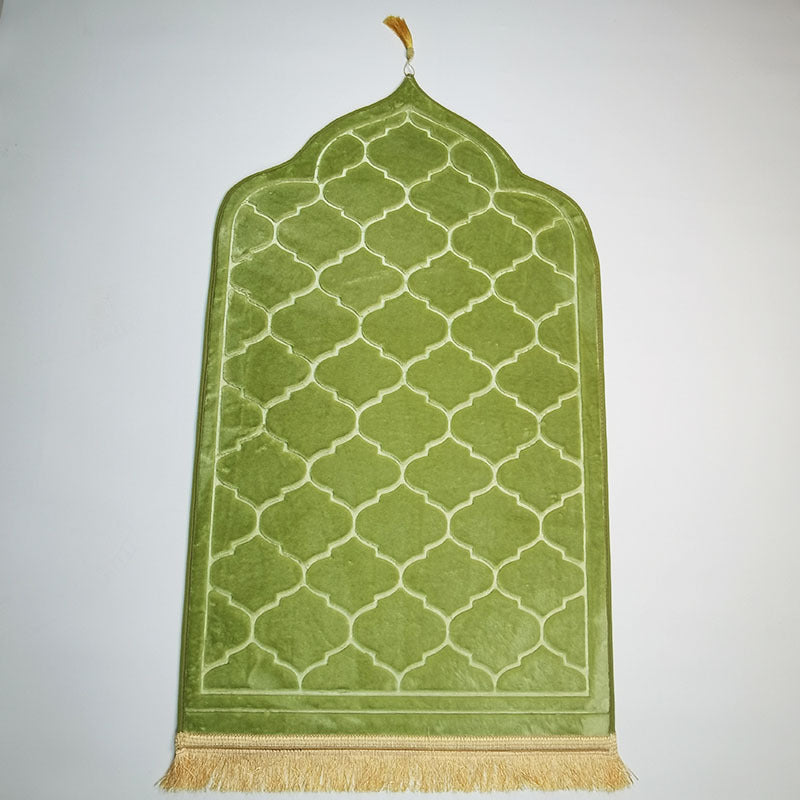 Short Velvet Embossed Prayer Floor Mat