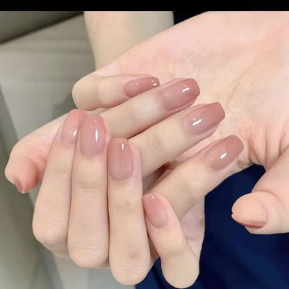Short Wearable False Nails Solid Color